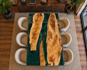 Wholesale Live Edge Wood <b>Epoxy</b> Coffee <b>Table</b> Green <b>Resin</b> Modern Round Eco-Friendly Diwali Custom Size Handmade Furniture - Product Image 3