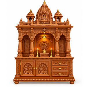 Grand Mandir de prière en teck sculpté à la main pour la maison – Mandir de luxe en teck sculpté à la main pour maisons de luxe aux États-Unis - Product Image 1