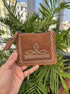 Vente chaude personnalisé botte point daim cuir Mini changement portefeuille pour femmes haute qualité Vintage en cuir véritable fermeture éclair porte-monnaie - Product Image 2