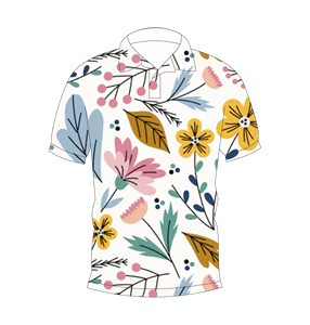 เสื้อโปโลผู้ชายสีขาวพิมพ์ลายพฤกษศาสตร์แบบนามธรรมลำลองแขนสั้นแฟชั่นฤดูร้อน - Product Image 1
