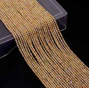 Perles de pierres précieuses rondes à micro facettes en zircon jaune naturel pour la fabrication de bijoux 2-2.5mm perles de pierre de zircon en gros brins en vrac - Product Image 3