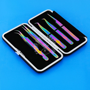 Customized 90 Degree Fiber Grip Volume Tweezers Stainless Steel Eyelash Extensions <b>Applicator</b> Private <b>Label</b> Customized Eyelash - Product Image 1