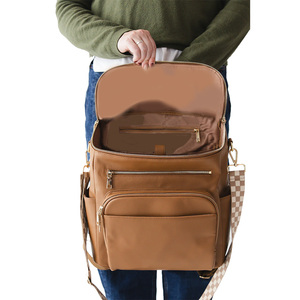 Luxury Genuine <b>Leather</b> Diaper <b>Backpack</b> Waterproof Baby Nappy Bag Medium <b>Small</b> Capacity Travel Changing Bag Stylish Mom Dad - Product Image 2