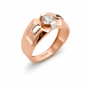 <b>Mens</b> 18KT rose Gold Round Cut Solitaire Cubic Zirconia <b>Ring</b> Polished Statement Band Luxury Wedding Party Gift Jewelry - Product Image 2