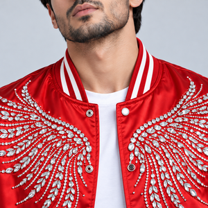 Chaquetas de Satén con Pedrería, Chaqueta Bomber de Lujo con Cristales Brillantes, Prenda de Moda Elegante para Fiestas, Ropa de Calle, Prenda Exterior de Diseñador - Product Image 6