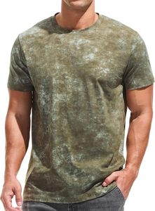 Camiseta de Manga Corta con Cuello Redondo y Estampado de Camuflaje Tie-Dye para Hombre, Corte Regular, Informal, Transpirable, de Algodón Jersey - Product Image 4