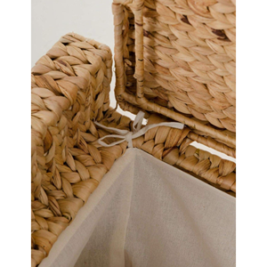 Natural Water Hyacinth Bench With <b>Storage</b> Baskets, Woven Wicker Bench With <b>Cushion</b> For Living Room From Vietnam Factory - Product Image 4
