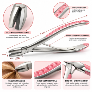Pince à bec plat de 7 pouces pour extensions de cheveux, outil de sertissage en acier inoxydable de 28 mm - Product Image 2