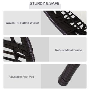 Sillón Huevo de Mimbre para Patio Interior/Exterior con Cojín Suave, Asiento Tipo Lágrima, Muebles de Ratán de Plástico PE para Interiores/Exteriores - Product Image 6