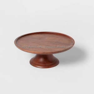 Modern Natural Design <b>Wooden</b> Cake Stand <b>Small</b> Round Printed Table for Eco-Friendly Dessert Display in Office Room or Balcony - Product Image 2