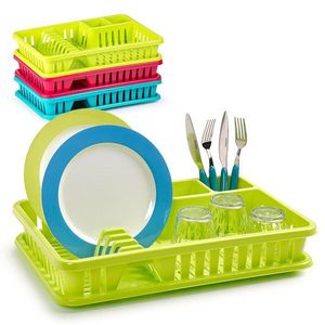 Scolapiatti Impilabile in Plastica a L per Cucina, Asciugapiatti per Piatti e Ciotole, Design Moderno Verde Rosa Blu - Product Image 1