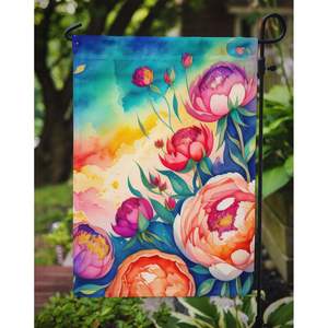 Drapeau de jardin de pivoines multicolores Bannière de boîte aux lettres décorative pour patio et cour Illustration pour parterres de fleurs - Product Image 3