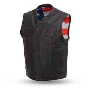 Gilet de moto en cuir de haute qualité pour homme, personnalisé, respirant, sans manches, en cuir de vachette, vente en gros OEM - Product Image 1