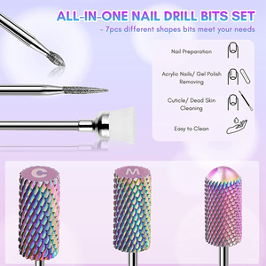 Surgical Grade Stainless Steel Manicure Nail <b>Drill</b> Sets Multi Function 7 Pcs Electric Nail <b>Drill</b> Bits For Beauty Salon Use - Product Image 3