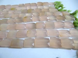 Quartz rose naturel, calcédoine, forme carrée, briolette, 12-16 mm, vendu par brin de 8 pouces - Product Image 5