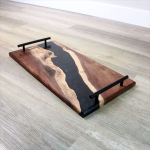 Handmade Wooden And Resin Decorative <b>Tray</b> For Elegant Dining Table Presentation And Luxury Interior Styling - Product Image 1