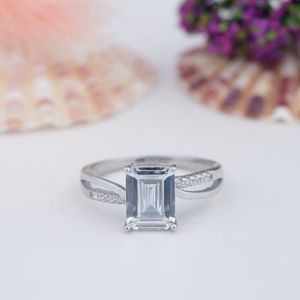 Classic Fine Jewelry <b>Rings</b> Square Topaz 925 Sterling Silver Gemstone <b>Ring</b> with <b>CZ</b> Zircon <b>Ring</b> for Women - Product Image 1