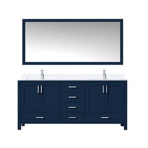 Blu Navy 72 In. W X 22 In. D piano In marmo coltivato a doppio bagno vanità con 28 pollici. Specchio e rubinetto Set bagno vanità - Product Image 1