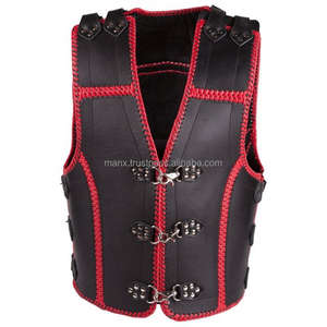 Gilet de moto en cuir épais respirant et écologique avec couleur personnalisée et service OEM Fermeture à ceinture - Product Image 1