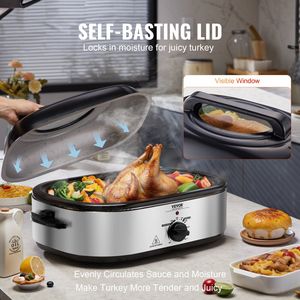 Forno Elettrico da Banco da 18 QT con Coperchio Autoriscaldante, 1450W, Funzioni Scongelamento e Mantenimento Caldo per Arrosto di Tacchino - Product Image 3