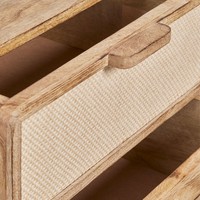 Mesita de noche rectangular Vandana Arion Merino 50x35 cm en madera de mango, MDF y yute Abrams