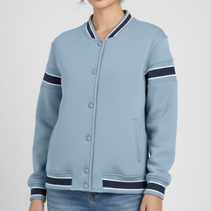Light Blue Color Newest Premium Quality Best Supplier Contrast Color <b>Single</b> Breasted Casual College Baseball Varsity Jackets - Product Image 1