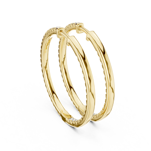 18K Yellow <b>Gold</b> Inside Out <b>Huggie</b> Hoops Earrings Round Cut Lab Grown Diamond DEF VVS Bridal Wedding Earrings Fine Jewelry Women - Product Image 4