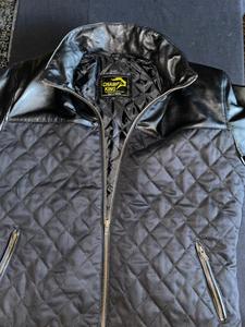 Men's Winter Genuine Leather jacket quilted Silk Satin <b>Lined</b> jacket Zip up - Product Image 3
