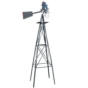 Mulino a Vento da Giardino 8FT Grigio Rosso Resistente alle Intemperie, in Metallo Spesso 3mm con Finitura Metallica per Decorazione Acquatica Esterna e Uso in Giardino - Product Image 5