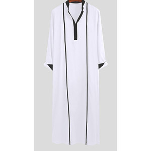 <b>Men</b> Islamic Juba Traditional Long Sleeve Modest Prayer Robe Comfortable Casual Loose Fit For Daily Wear - Product Image 6
