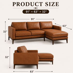 Classic Traditional Genuine Leather Sectional Modular <b>Sofa</b> with Chaise for Living Room Hotel Villa Durable Upholstered Furniture - Product Image 3