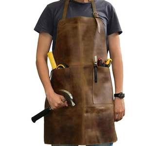 Delantal de barbacoa de cuero térmico sin mangas, clásico y duradero para hombre, de media longitud, con diseño tejido y logotipo personalizado - Product Image 1