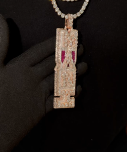 Pendentif de luxe en or rose avec diamant et incrustation de rubis, taille brillant rond, naturel, unisexe, cadeau, bijou de déclaration - Product Image 2