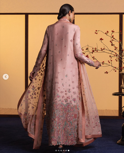 SADIA AUN HUTE COUTURE Elegant Pink <b>Silk</b> <b>Kurta</b> / Kurti Floor-Length Reversible Traditional Women's Wedding Wear India Pakistan - Product Image 1