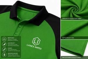 เสื้อโปโลแร็กแลนสีเขียวและสีดำสำหรับผู้ชายแบบกำหนดเองพร้อมโลโก้ เสื้อโปโลสำหรับเล่นกอล์ฟที่ระบายอากาศได้ดี ชุดยูนิฟอร์มสำหรับองค์กร เสื้อยืดลำลองสำหรับทำงาน - Product Image 5