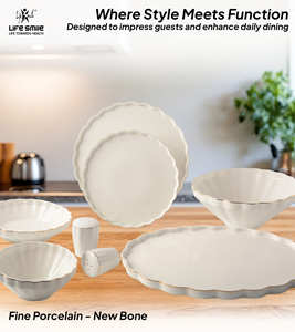 Service de table de luxe en porcelaine fine, 29 pièces, avec bordure dorée élégante - Product Image 3