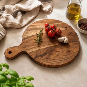 Tabla de Cortar Redonda de Madera para Cocina, Duradera para Cortar y Preparar Alimentos, Superficie de Madera Natural para Uso Doméstico y en Restaurantes - Product Image 5