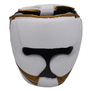 Protectores de cabeza de boxeo de Entrenamiento Personalizados al por mayor, protectores de cabeza de Taekwondo de color blanco y dorado, protectores de cabeza de combate MMA de cuero para boxeo - Product Image 4