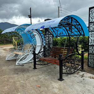 Columpio de Hierro Forjado Personalizado para Jardín Exterior con Techo, Muebles Metálicos Decorativos para Resort y Patio - Product Image 5
