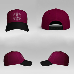 Premium Burgundy & <b>Black</b> <b>Baseball</b> <b>Cap</b> – Adjustable 6 Panel Snapback Hat with Embroidered Logo - Product Image 6