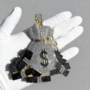 Colgante de Plata 925 Personalizado Estilo Hip Hop con Símbolo de Dólar y Bolsa de Dinero, Adornado con Moissanita VVS, Joyería Fina para Hombre, Regalo - Product Image 4