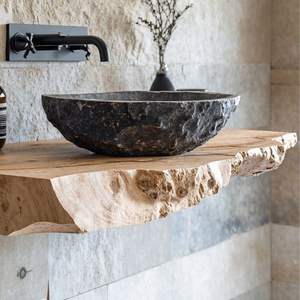 Lavabo elegante de baño hecho a mano con piedra natural de Río - Product Image 3