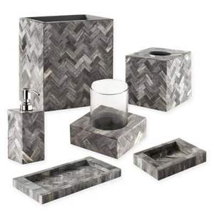 Ensemble d'accessoires de salle de bain élégant en nacre, bol pour décoration de comptoir de vanité de luxe avec incrustation artisanale et qualité supérieure - Product Image 6