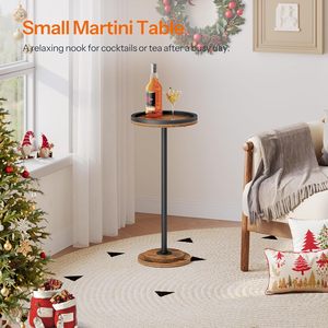 Round <b>Side</b> <b>Table</b>, Drink <b>Table</b>, Coffee Martini <b>Table</b> with Pedestal Accent <b>for</b> Small Spaces in Living Room, Bedroom, <b>Sofa</b> Couch, - Product Image 2