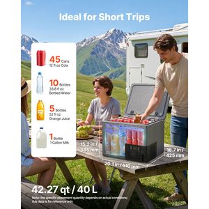 Frigorifero Portatile per Auto 12 Volt 42.3 QT/ 40L, Congelatore Ultra Leggero in EPP con Controllo APP, Compressore Elettrico per 12V/24V DC, Spina EU per Camper - Product Image 2