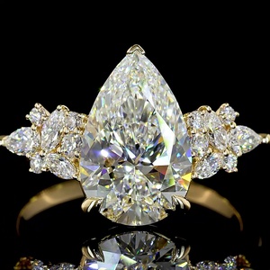Anillo de Compromiso y Boda Vintage con Diamante Cultivado en Laboratorio en Forma de Pera de 3 Quilates, Certificado por IGI, Oro de 14K, UNICORN JEWELS - Product Image 3