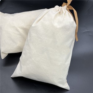 Printed Cotton Muslin Washable Adjustable Drawstring Bags Eco Friendly Reusable Storage Pouches White - Product Image 3