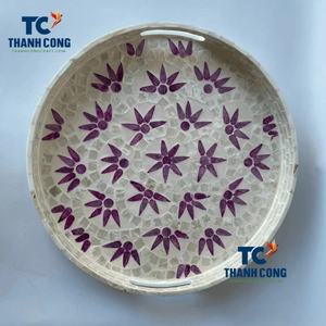 La mejor nueva colección de bandejas para velas de frutas madreperla, bandejas de almacenamiento para servir, organizador de bandejas de cocina de diseño personalizado Natural - Product Image 4