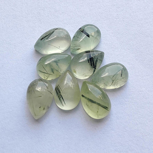 Cabochon de Prehnite Rutile Naturelle, Calibré, à Dos Plat, Forme Goutte d'eau, Forme Poire, Pierre Gemme en Vrac, Cabochon en Gros - Product Image 2