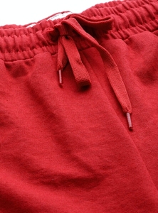 Shorts en coton tricoté rouge pour femme avec taille à cordon de serrage et poches, coupe décontractée, séchage rapide, respirant, taille basse - Product Image 6